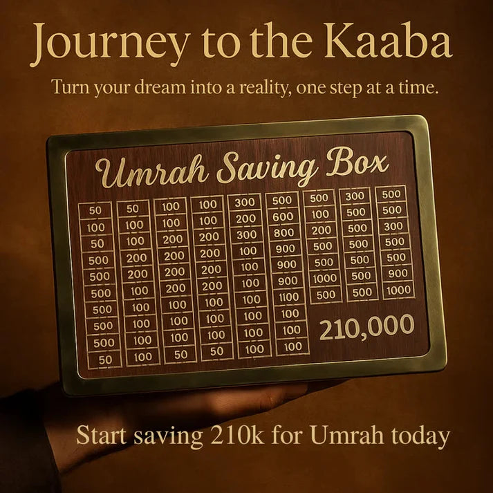 Umrah Saving Box - Wooden Islamic Money Saving Box - 280 Days