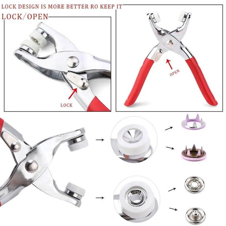 High Quality Metal Snap Buttons Press Plier_9.5mm Metal Sewing Prong Ring Buttons Clip Plier _Diy Button Punch Tool For Baby Clothes_abaya Ring Metal Button Presser Machine